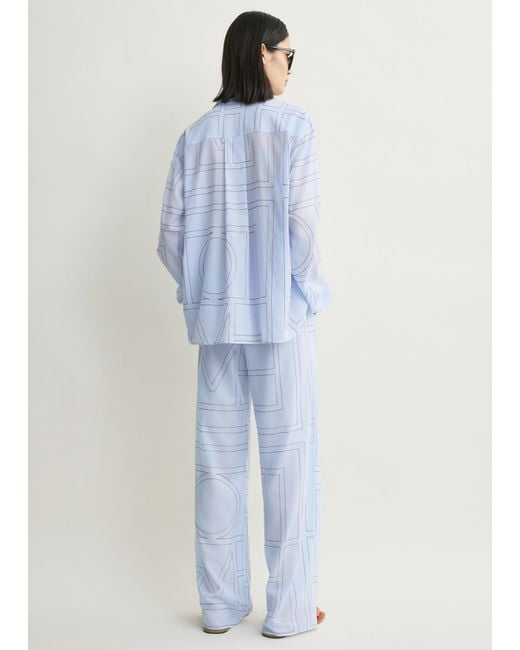 Totême Blue Monogram Cotton-Blend Pj Top