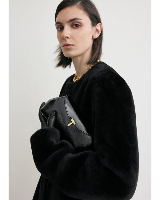 Totême White Mini T-Lock Naplack Clutch
