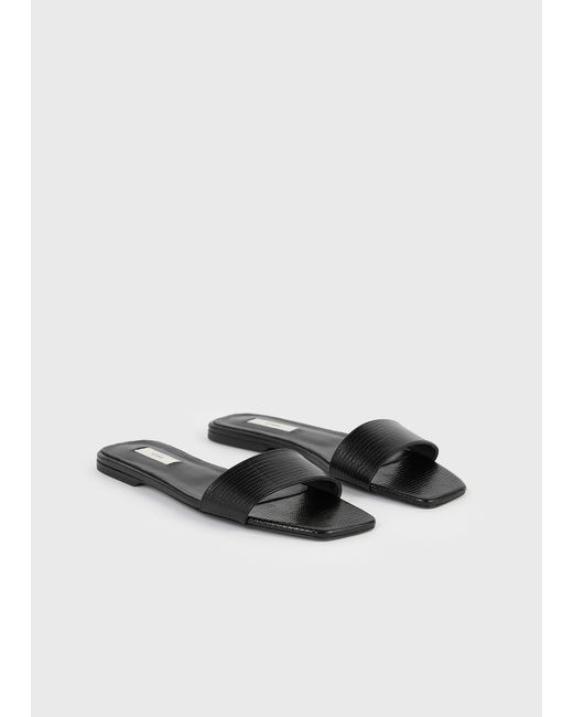 Totême White Slim Lizard-Embossed Bandeau Slides