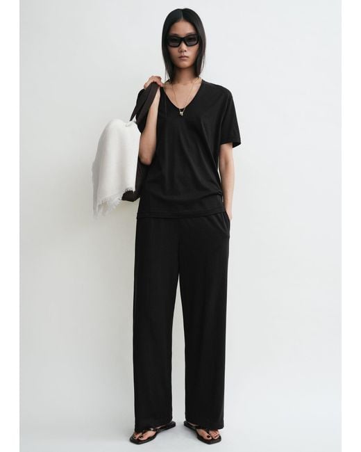 Totême Black Cotton Silk Tee