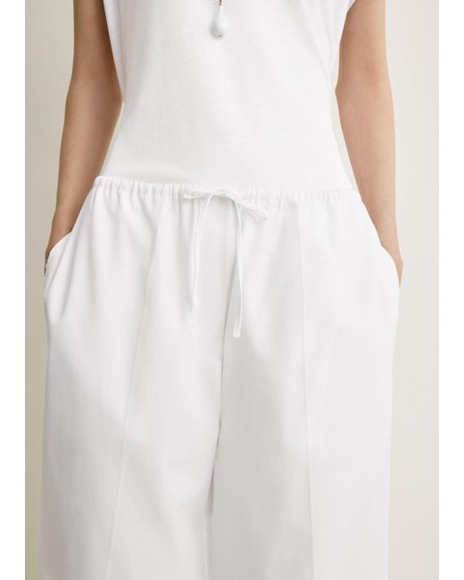 Totême White Drawstring Cotton Trousers