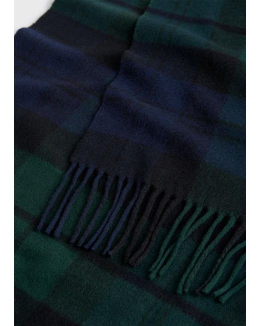 Totême Black Checked Cashmere Scarf Midnight
