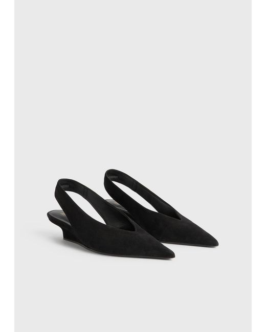 Totême White Wedge-Heel Suede Slingbacks