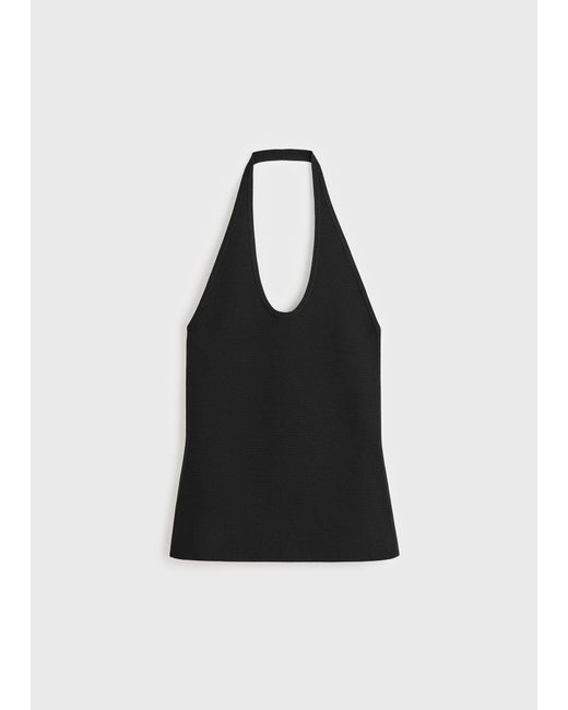 Totême White Compact Knit Halter Top