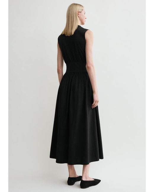 Totême Black Sleeveless Cotton Tee Dress