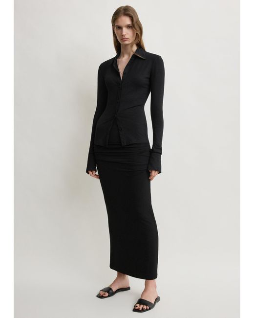 Totême Black Draped Jersey Skirt