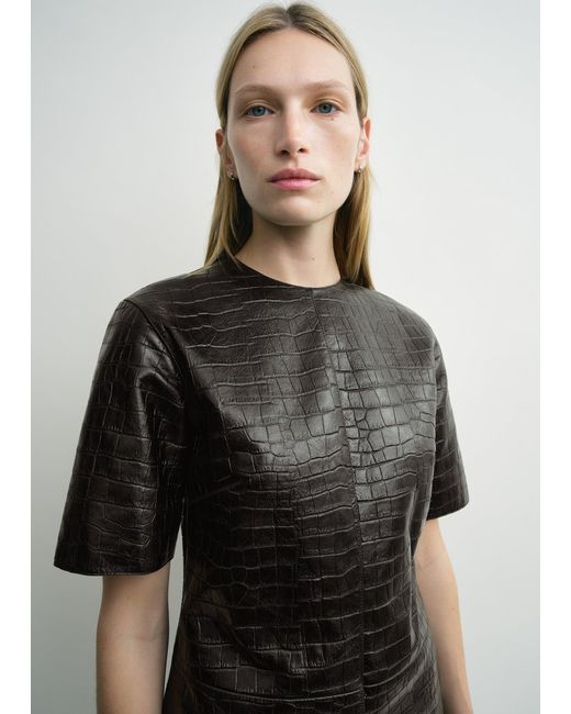 Totême Brown Croco-Embossed Tee