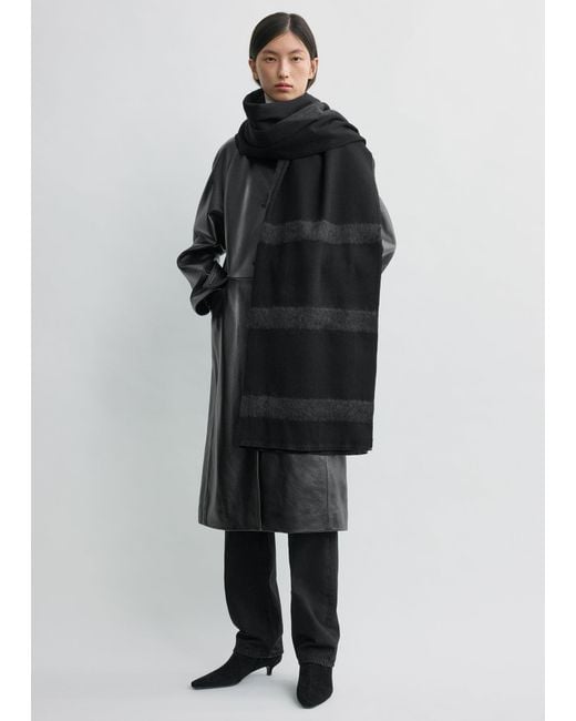 Totême Black Monogram Twill Scarf