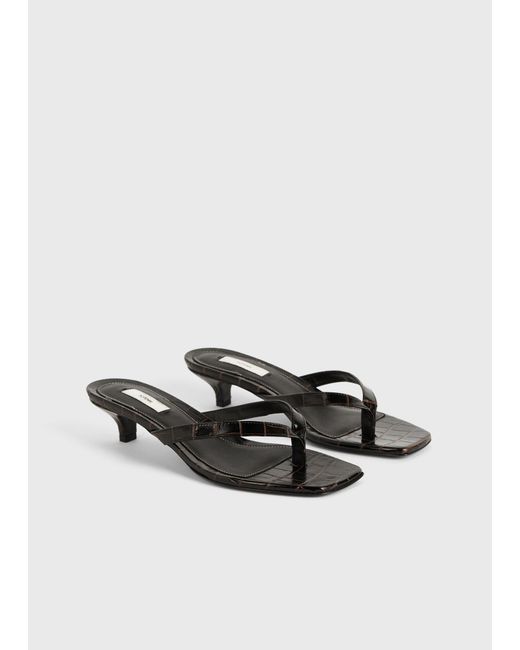 Totême White Croco-Embossed Heeled Flip Flops