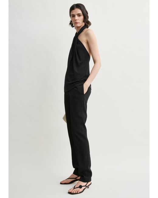 Totême Black Twisted Jersey Halter Top