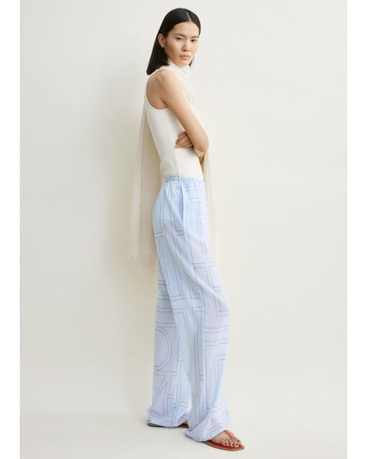 Totême  White Monogram Cotton-Blend Pj Bottoms