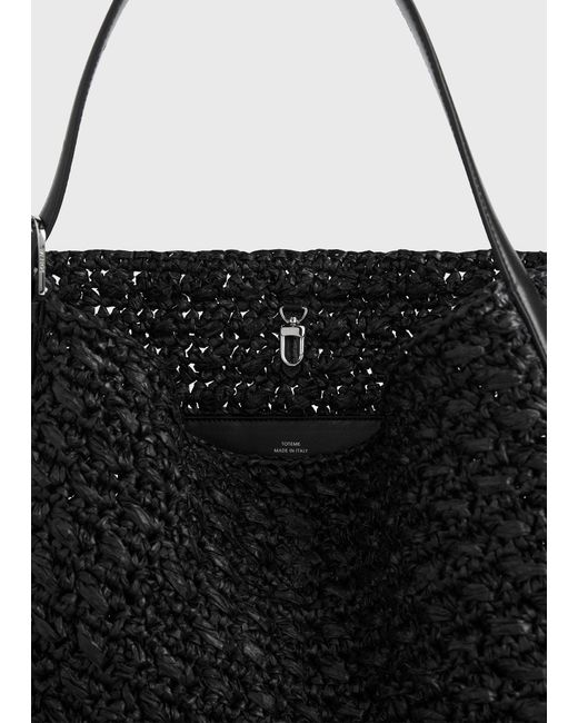Totême  Black Medium Belted Paper Raffia Tote