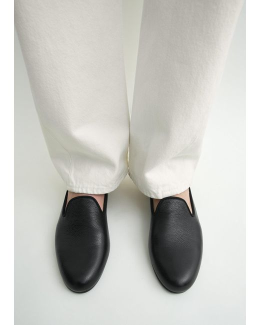 Totême White Grained-Leather Loafers
