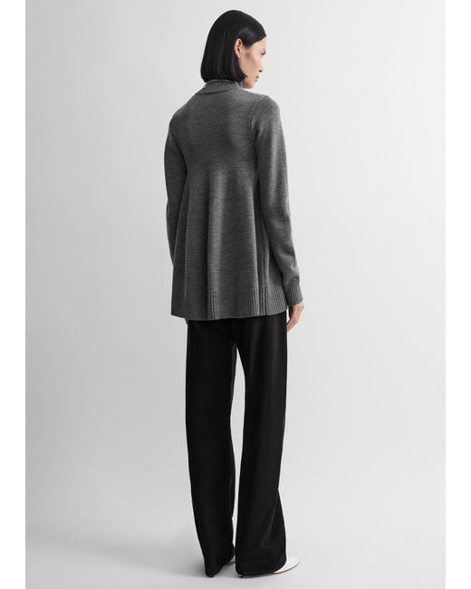 Totême Gray Wool Turtleneck Top