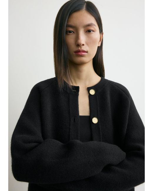 Totême Black Hammered Button Cardigan