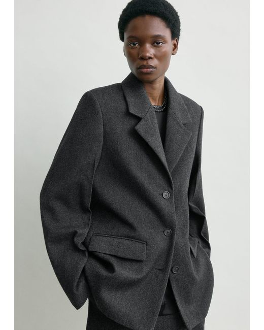 Totême Black Twill Suit Jacket Charcoal