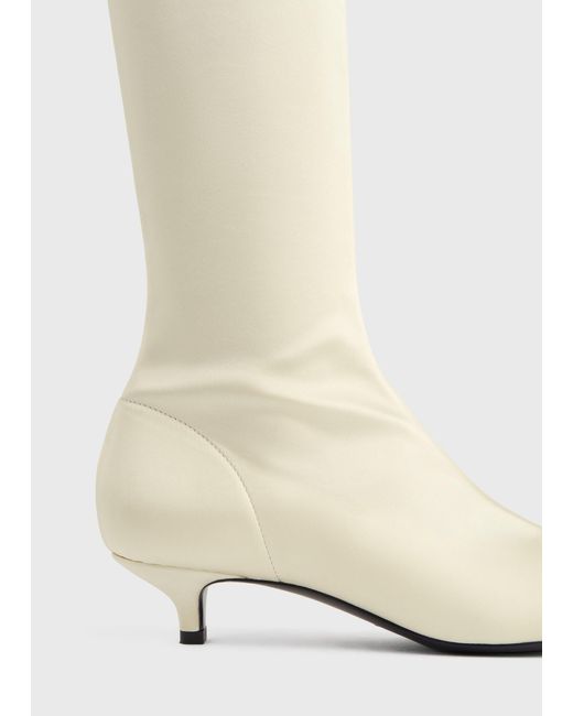 Totême  White Satin Knee-High Boots