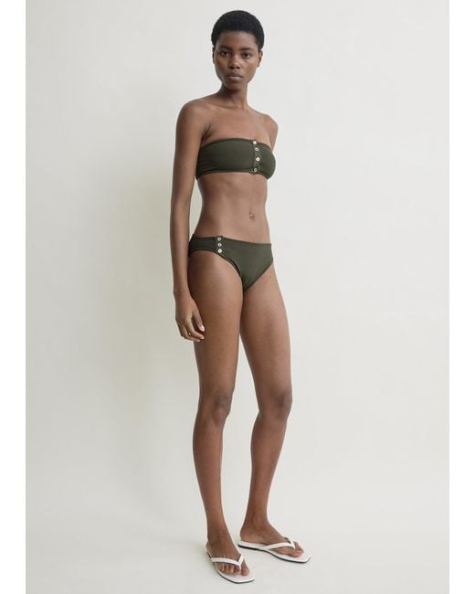 Totême Green Ribbed Strapless Bikini Top