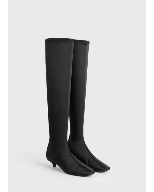 Totême  Black Satin Knee-High Boots