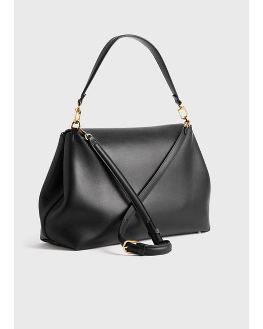 Totême  Black T-Lock Leather Satchel