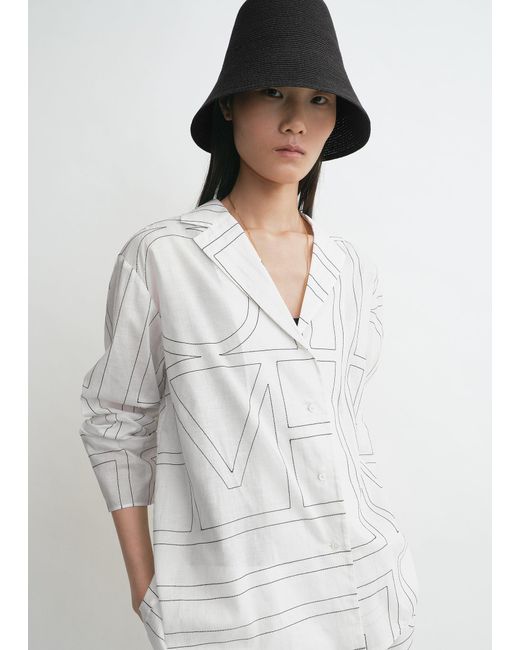 Totême  White Monogram Cotton-Blend Pj Top
