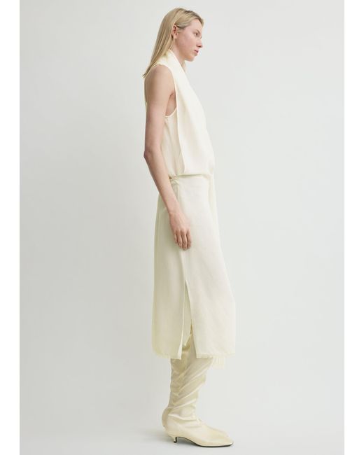 Totême  White Fringed Scarf Dress