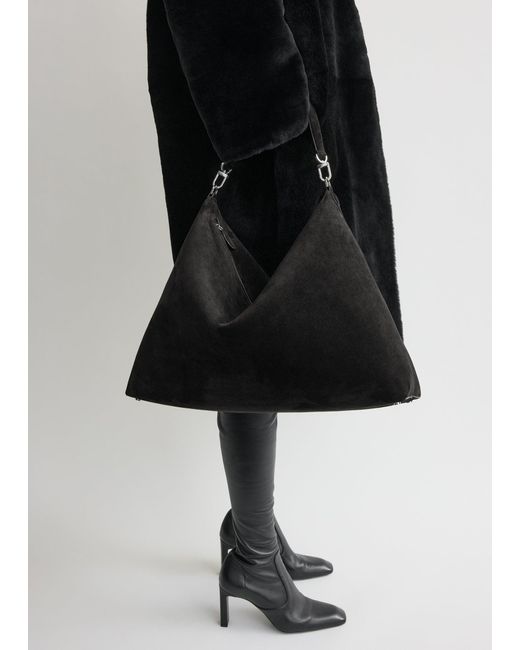 Totême  Black Bevel Suede Bag