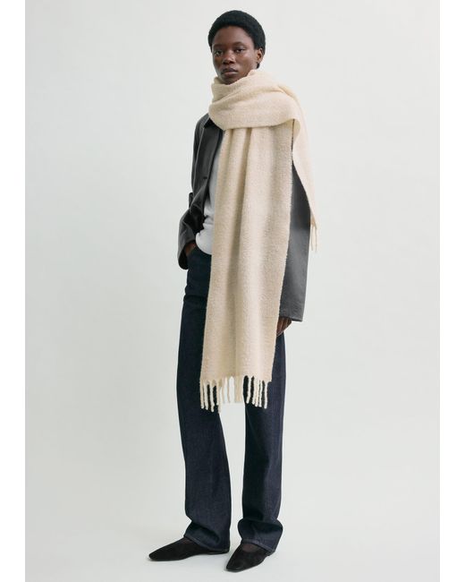 Totême Natural Monogram Jacquard Scarf Ecru