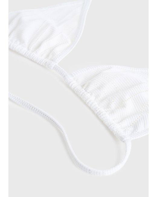 Totême White Monogram Pointelle Bikini Top