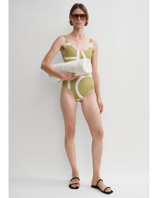 Totême White Monogram Swimsuit Melon/Ecru