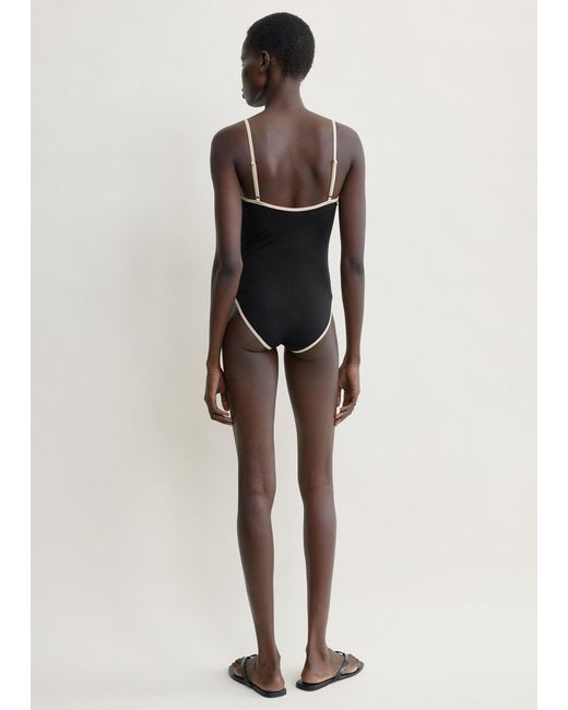 Totême  White Stripe Edge Swimsuit