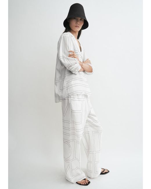 Totême  White Monogram Cotton-Blend Pj Top