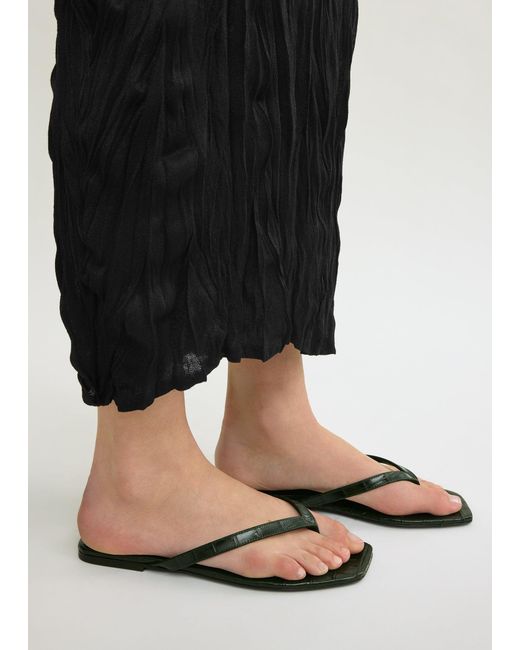 Totême  White Croco-Embossed Flip Flops