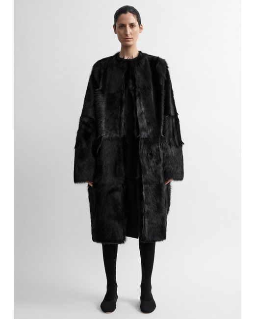 Totême Black Structured Shearling Coat