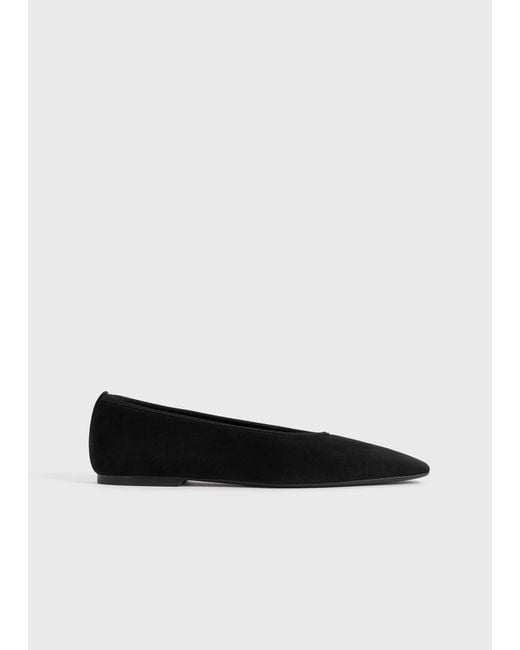 Totême White Minimalist Suede Ballerinas
