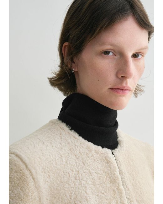 Totême Natural Zipped Teddy Shearling Coat
