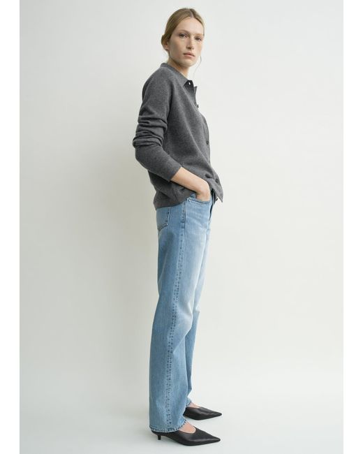 Totême Blue Raglan-Sleeve Cashmere Cardigan Dark