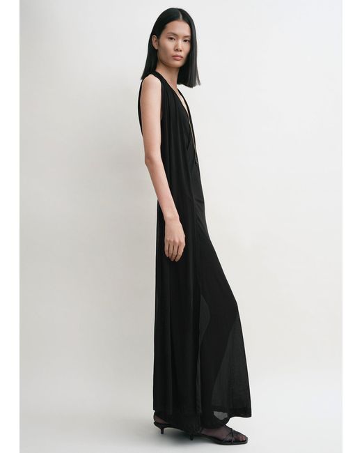 Totême Black Overlapped Scarf Dress
