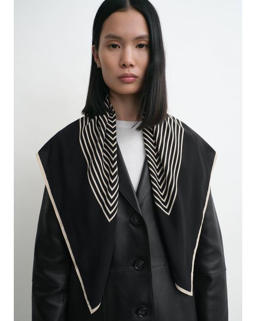 Totême Black Centered Monogram Silk Scarf