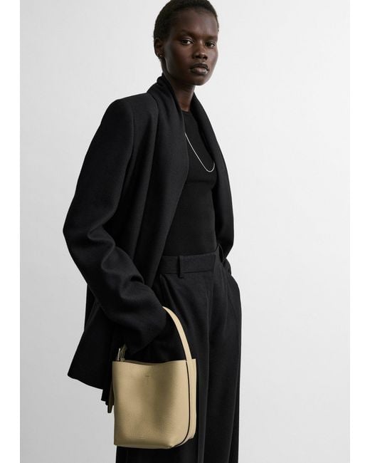 Totême Metallic Small Belted Grained-Leather Tote