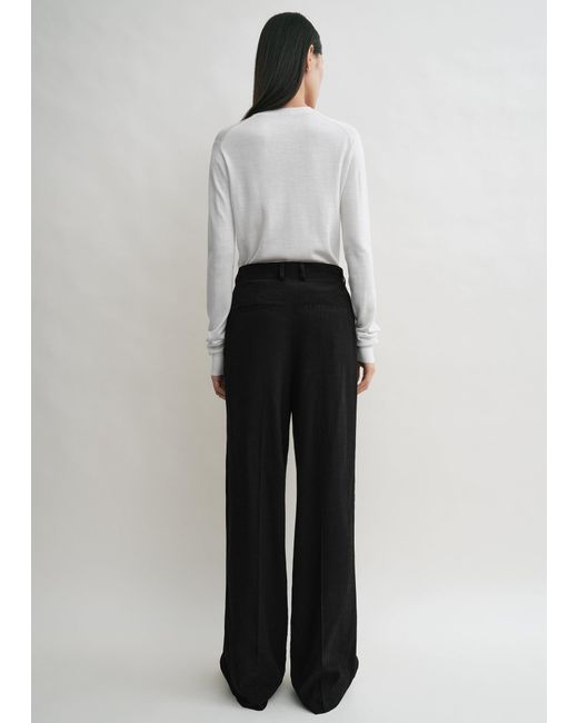 Totême White Double-Pleat Summer Trousers