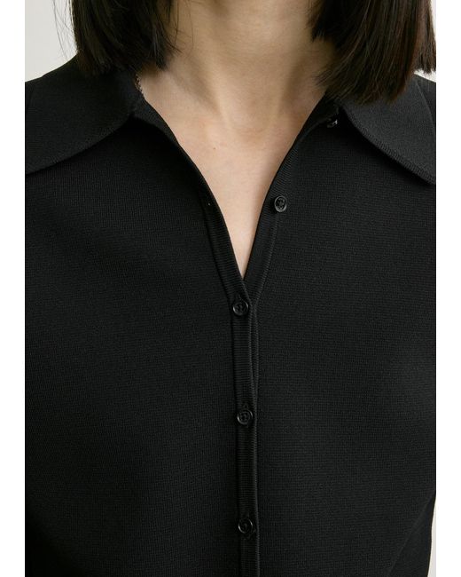Totême Blue Compact Knit Buttoned Top