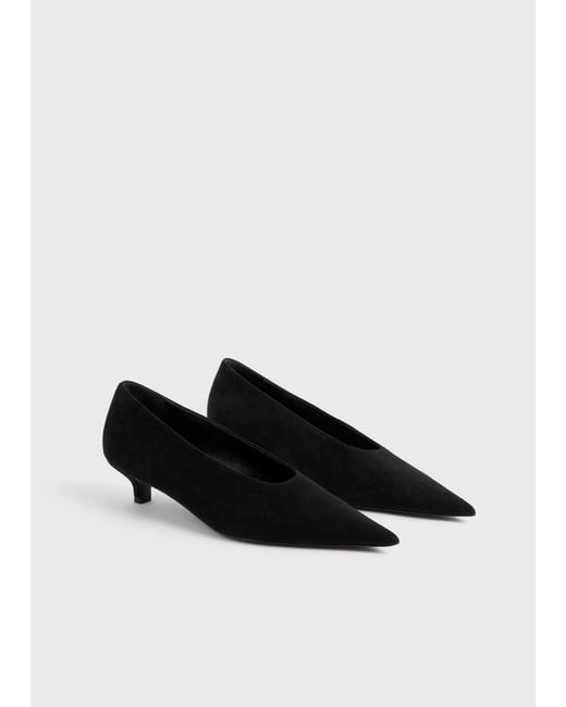 Totême White Sharp Suede Kitten Pumps