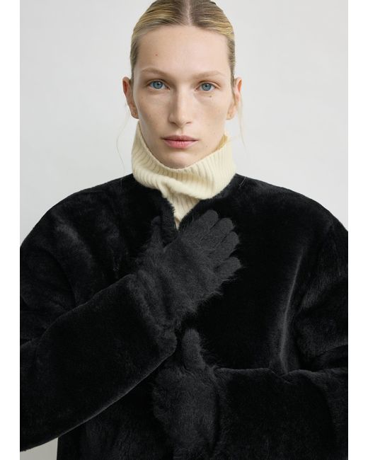 Totême Black Brushed Cashmere Gloves