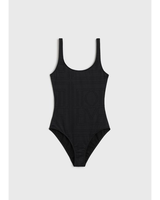 Totême Black Monogram Pointelle Swimsuit