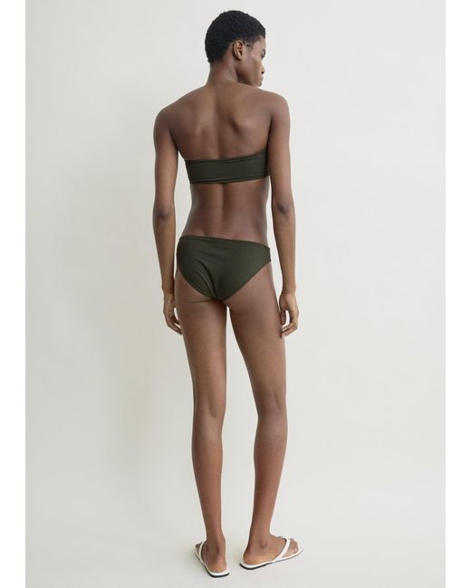 Totême Green Ribbed Strapless Bikini Top