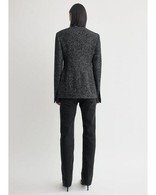 Totême  Gray Collarless Cinched Jacket