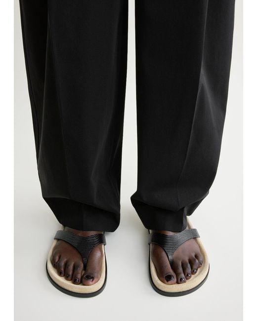 Totême White Contoured Lizard-embossed Flip Flops