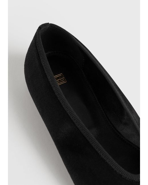 Totême White Minimalist Velvet Ballerinas