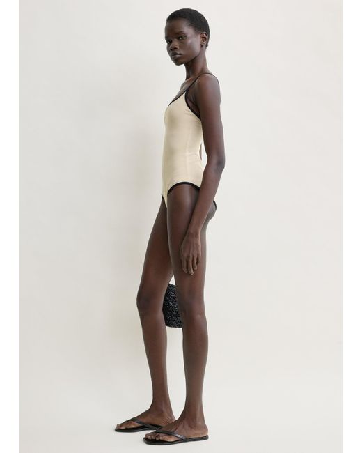 Totême White Stripe Edge Swimsuit